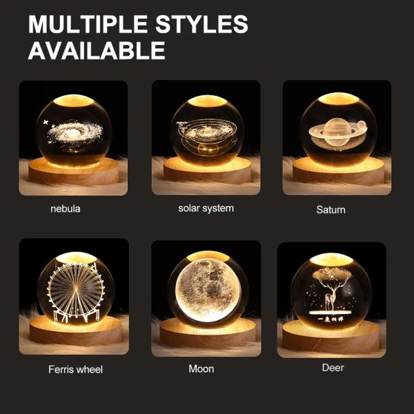 Crystal Ball Night Light – Glowing Galaxy & Planet Lamp