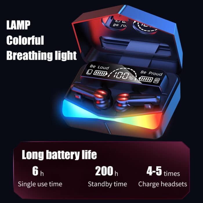 M28 Wireless Bluetooth Gaming Earphones – Low Latency RGB Case
