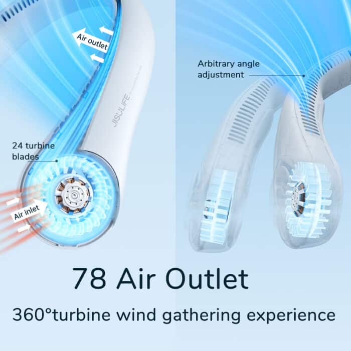 Portable Bladeless Neck Fan – Rechargeable Hanging Cooling Fan (600mAh)