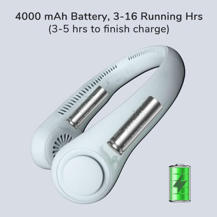 Portable Bladeless Neck Fan – Rechargeable Hanging Cooling Fan (600mAh)